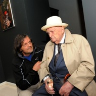 Serbian director and musician Emir Kusturica with Czech director and pedagogue Otakar Vávra